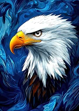 Majestic Eagle Portrait in Blue Hues