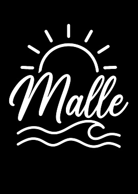 Malle Text with Sun and Waves