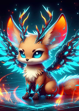 Cyberpunk Fox Wings Antlers
