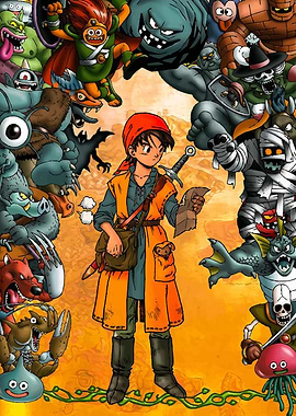 Dragon Quest Hero Surrounded by Monsters