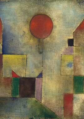 Abstract Cityscape with Red Balloon