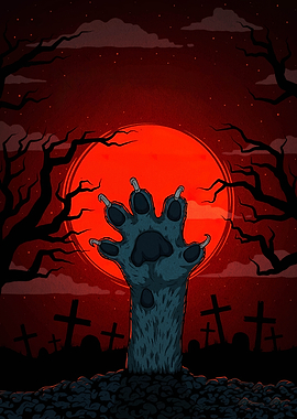Zombie Werewolf Paw Rising Illustration