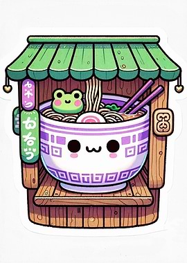 Cute Ramen Shop Illustration