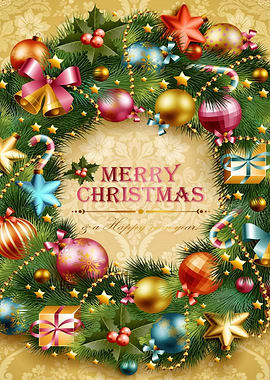 Festive Christmas Wreath with Ornaments