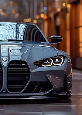 Sleek Gray BMW M4 Front View
