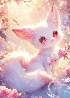 Cute Fox Surrounded Flowers