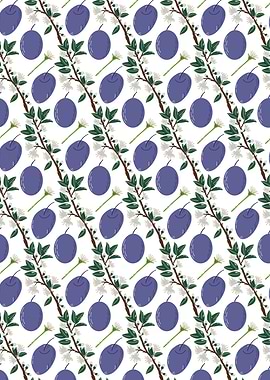 Plum and Blossom Seamless Pattern