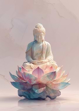 Buddha Statue on Lotus Flower