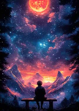 Contemplation starry sky