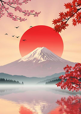 Mount Fuji Sunrise Landscape Art
