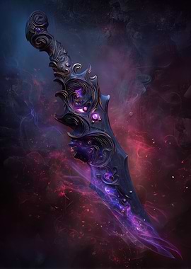 Fantasy Dagger with Purple Energy