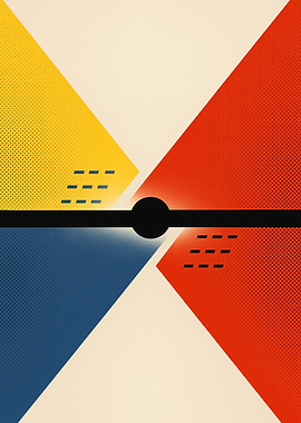 Abstract Geometric Composition with Primary Colors