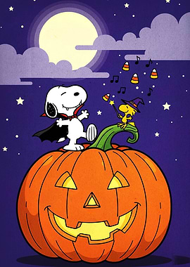Snoopy and Woodstock Halloween Pumpkin