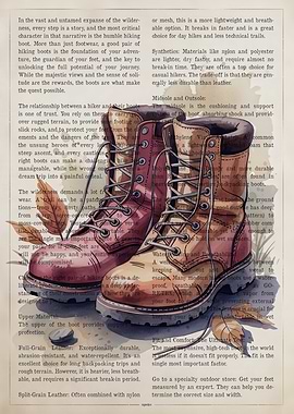 Hiking Boots Watercolor on Text Background