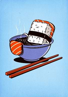 Sushi in a Bowl Illustration