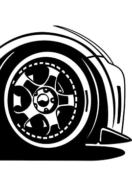 Black and White Car Wheel Illustration