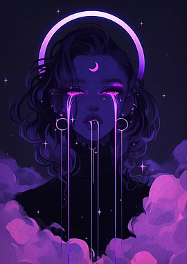 Neon Tears and Crescent Moon