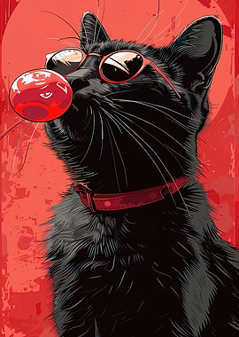 Cool Cat with Bubble Gum