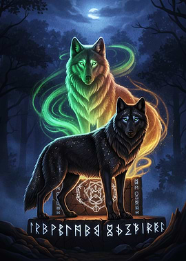 Mystical Wolves in Enchanted Forest