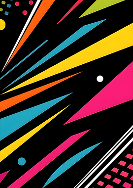 Colorful Abstract Geometric Pattern on Black