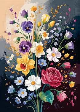 Colorful Floral Bouquet Painting