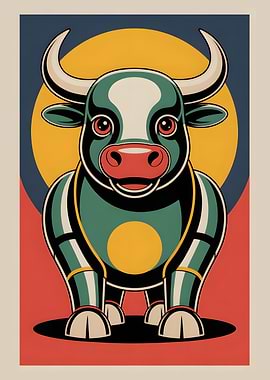 Stylized Cartoon Bull Illustration