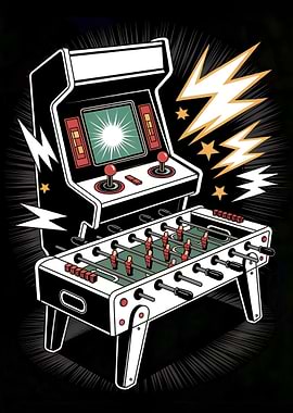 Arcade and Foosball Game Illustration