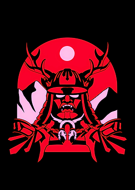 Red Samurai Warrior Illustration