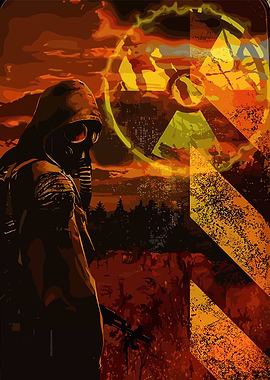 Post-Apocalyptic Survivor with Gas Mask