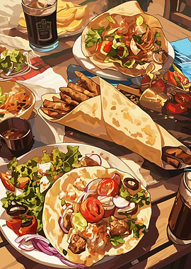 Delicious Tacos and Drinks on Table