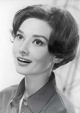 Audrey Hepburn Black and White Portrait
