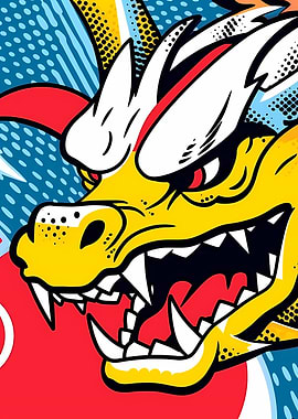 Stylized Dragon Head Pop Art