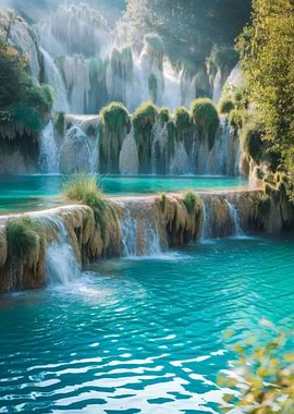 Turquoise Waterfall Landscape