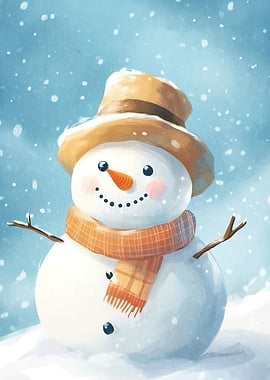 Watercolor Snowman Hat Scarf