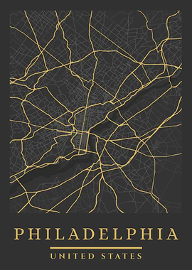 Philadelphia City Map Art Print