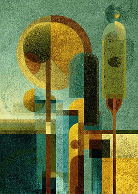 Abstract Geometric Composition in Earth Tones