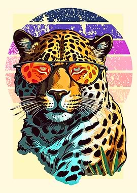 Cool Leopard with Sunglasses Illustration
