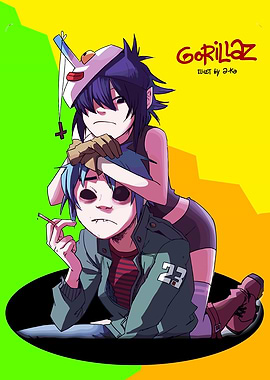 Gorillaz characters Noodle and 2-D