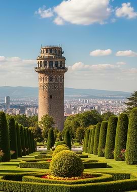 Galata Tower and Garden View