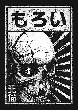 Cracked Skull with Fragile Japanese Text