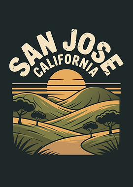 San Jose California Landscape Illustration