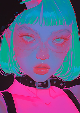 Neon Portrait with Choker