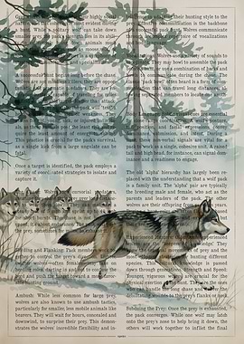 Wolf Pack Hunting on Text Background