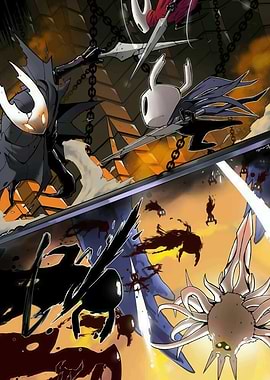 Hollow Knight Battle Scene Illustration