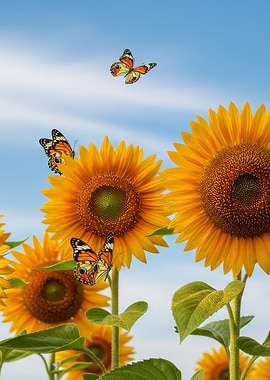 Sunflowers and Butterflies