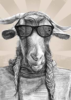 Goat with Glasses Portrait