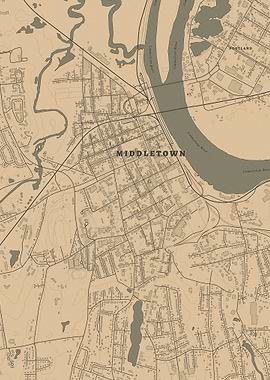 Middletown and Portland Vintage Map