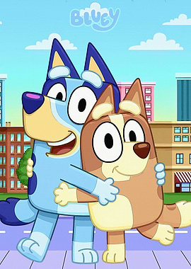 Bluey and Bingo Hugging