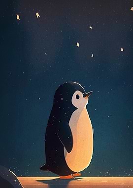 Penguin Gazing at Stars