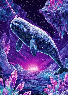Mystical Narwhal Crystal Landscape